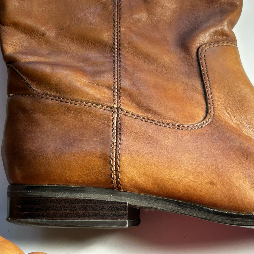 Carlos by Carlos Santana Brown Leather Fawn Heeled Riding Boots Size 9 - Picture 3 of 11